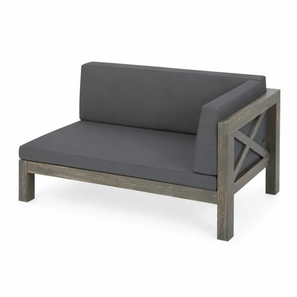 Canapé d'extérieur en bois et polyester Gris 150 cm