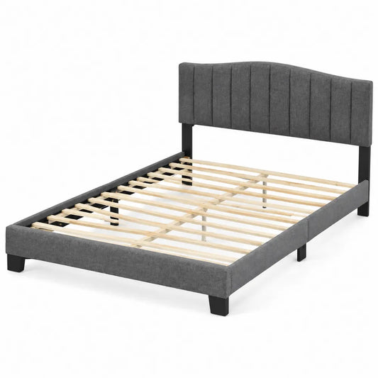 Lit en tissu avec structure en bois