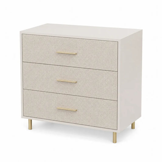 Commode en mélamine et tissu avec trois tiroirs 80x40x90 cm