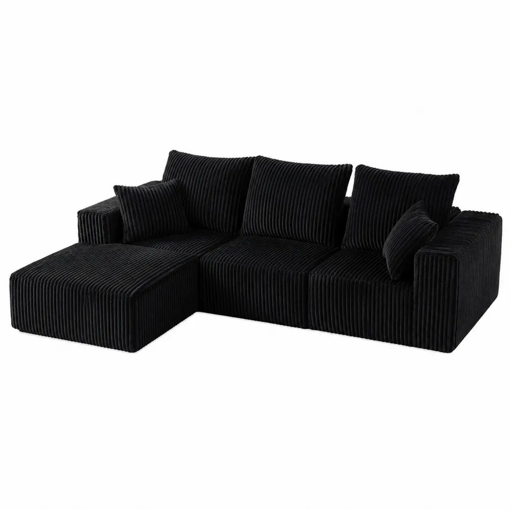 Canapé d'angle en tissu noir