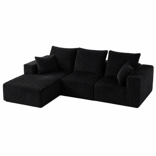 Canapé d'angle en tissu noir