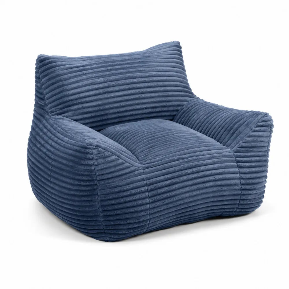Fauteuil en Velours Côtelé Bleu