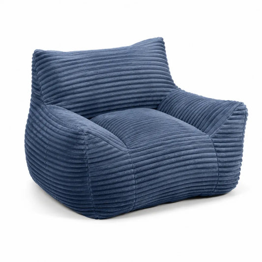 Fauteuil en Velours Côtelé Bleu