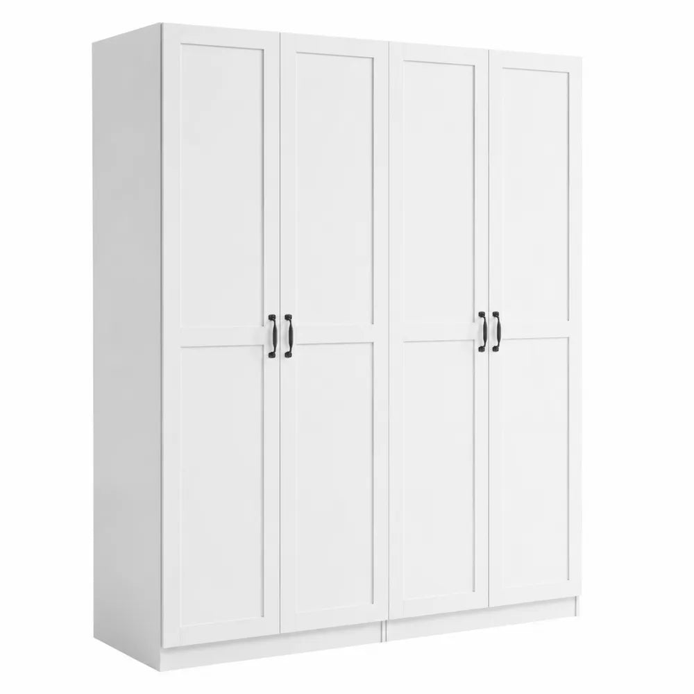 Armoire blanche en bois MDF 4 portes 200x60x180 cm