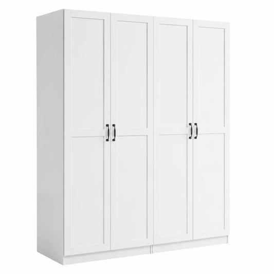 Armoire blanche en bois MDF 4 portes 200x60x180 cm