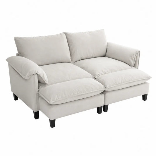 Canapé 2 Places en Tissu avec Pieds en Bois 140 cm