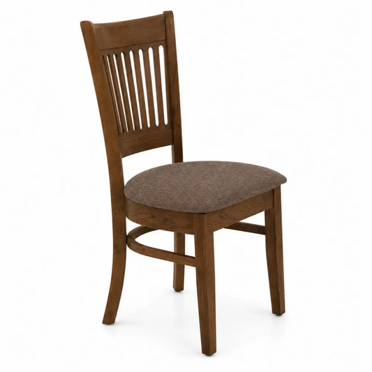 Chaise en bois massif avec coussin en tissu de polyester marron
